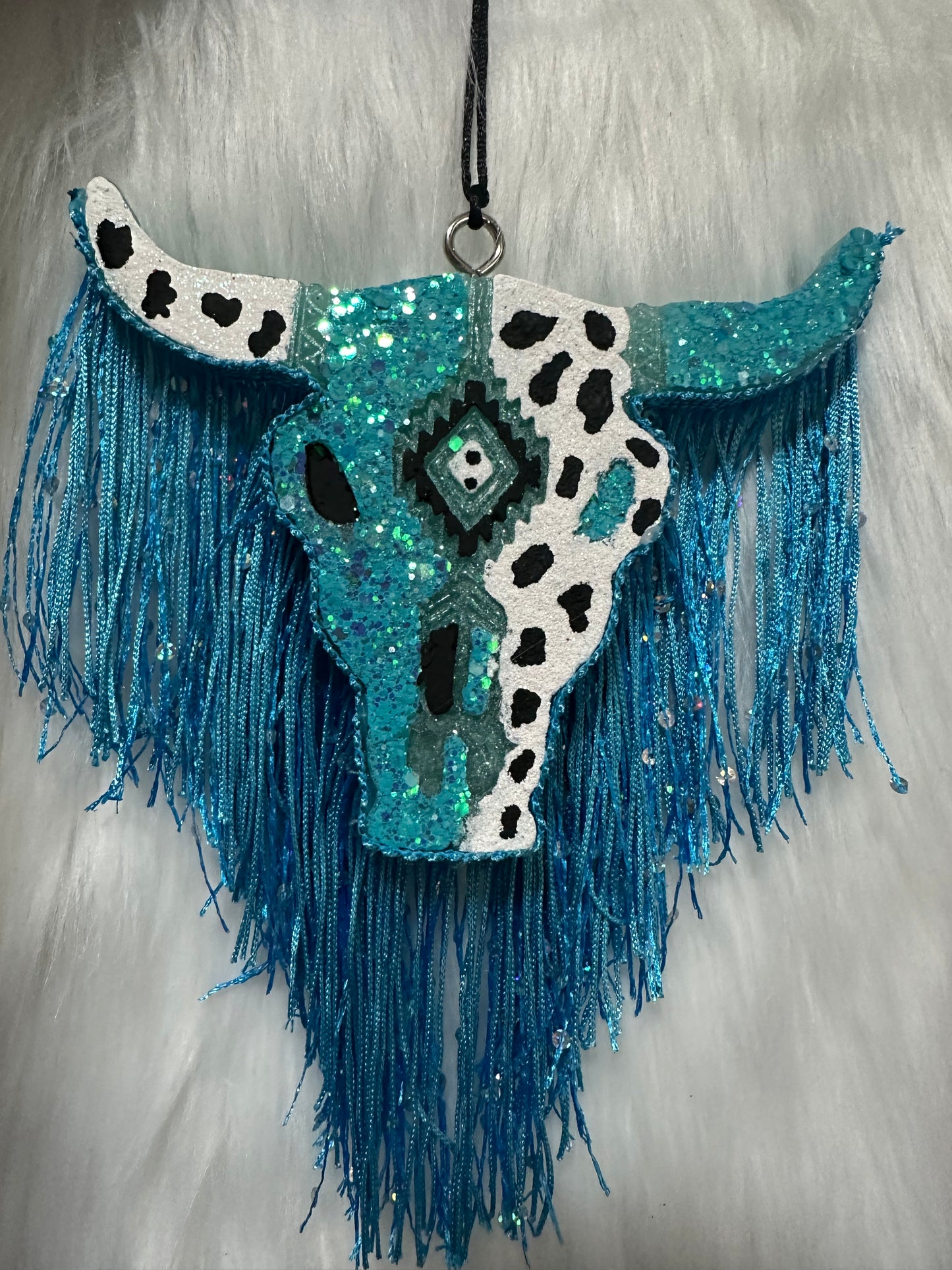 Teal Cow Print Car Freshie