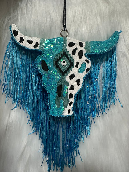 Teal Cow Print Car Freshie