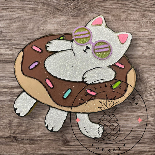 Cat on donut floaty