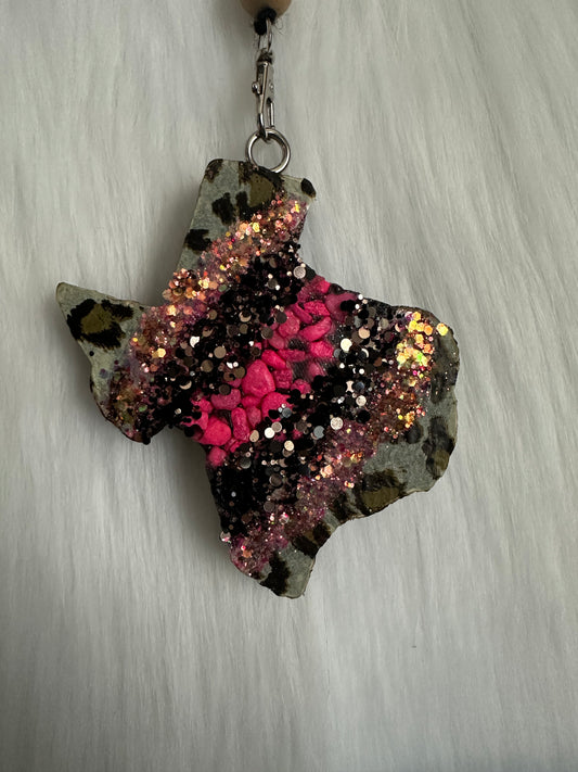 Car Freshie Texas Leopard with Pink Glitter